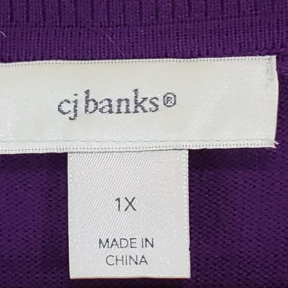 CJ Banks Purple Cardigan Sweater Cuffed Sleeve 1X Career Office - Picture 5 of 7
